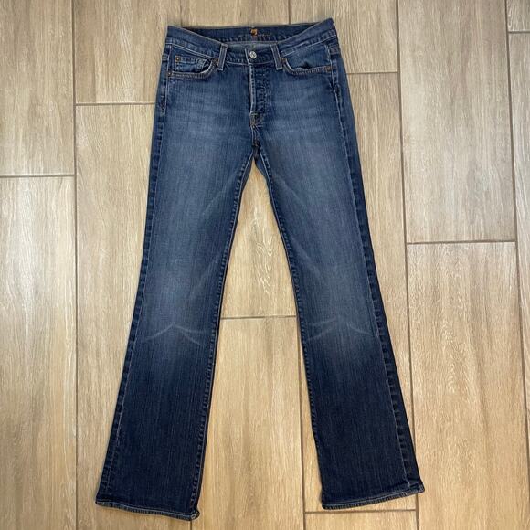 7 For All Mankind Boycut Women’s Jeans Sz 27 Blue Denim Bootcut USA Made - Picture 1 of 12